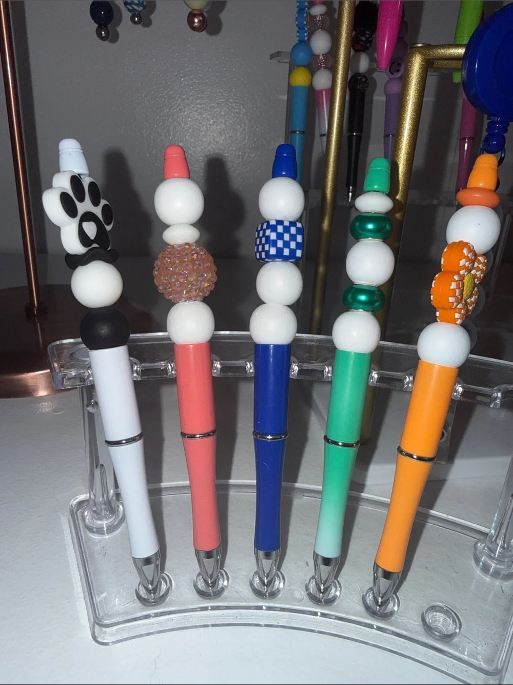 Colorful Beaded Ballpoint Pen Set - Multicolor Decorative Pens for Home Office